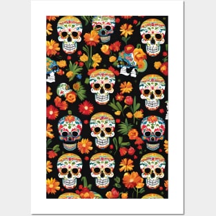 Cinco de Mayo skull pattern Posters and Art